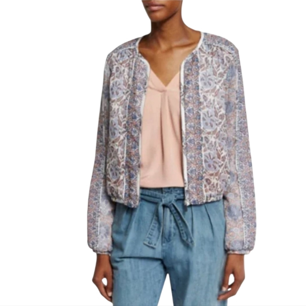 Joie Silk Multicolor Floral Bomber Jacket Size S